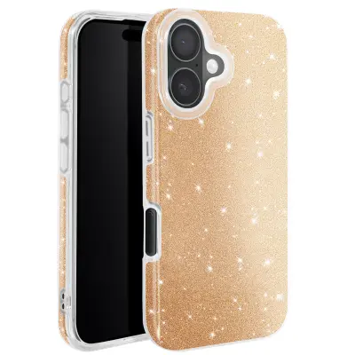 Ohišje z bleščicami za iPhone 16 Odporen na udarce Glitter, Zlata