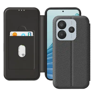 Karbonsko ohišje za Redmi Note 14 5G Držalo za kartice s podporo proti RFID, Črna