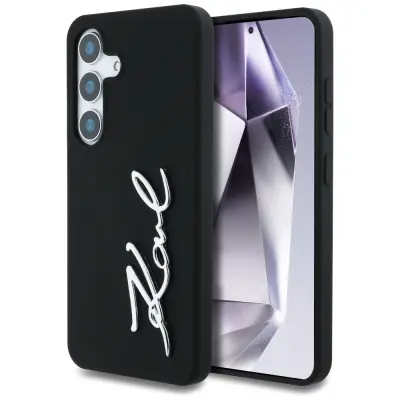 OVITEK KARL LAGERFELD SILIKONSKI KOVINSKI LOGOTIP S PODPISOM ZA SAMSUNG GALAXY S25