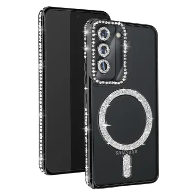 Diamantno ohišje za Samsung Galaxy S22 MagSafe Contour Strass, Črna