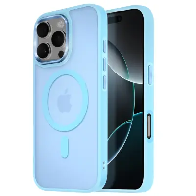 Ohišje MagSafe za iPhone 16 Pro Hrbtna podloga Frosted Obris, Svetlo modra