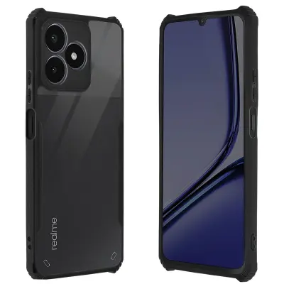 Ovitek za Realme Note 50 Silikonski kovanci Antichoc Bloc Caméra Couvert, Črna