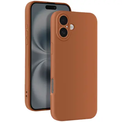 Ohišje za iPhone 16 Silikonsko gladko zaščiteno ohišje za fotoaparat, Rjava