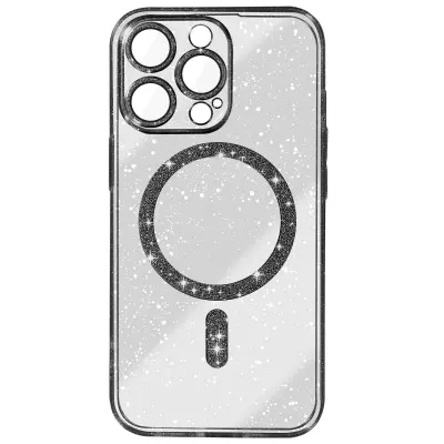 Ohišje za iPhone 15 Pro Max MagSafe Glitter, Črna