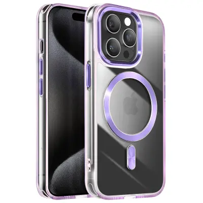 Ohišje MagSafe za iPhone 15 Pro Crystal Color Back, Vijolična