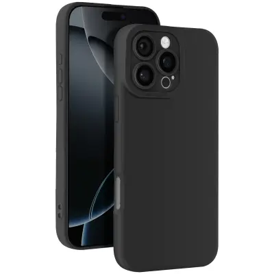 Ohišje za iPhone 16 Pro Max Silikonsko gladko zaščiteno ohišje za kamero, Črna