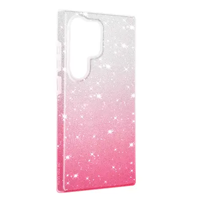 Ovitek za Samsung S24 Ultra Glitter Silikonski Poltrdi Fine, Bela / Roza