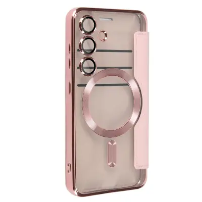 Torbica za Samsung Galaxy S24 Denarnica Anti RFID Zaščita kamere, Rose clair
