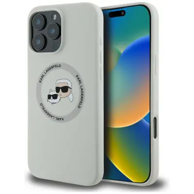 SILIKONSKI OVITEK KARL LAGERFELD DVOJNE GLAVE IN KROŽEK ZA IPHONE 16 PRO