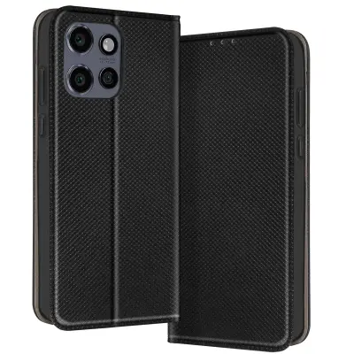 Ohišje za Motorola Edge 50 Neo Clamshell držalo za kartice in videoposnetke, Črna