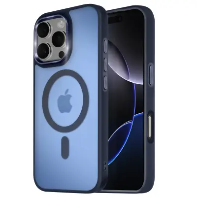 Ohišje MagSafe za iPhone 16 Pro Max Back Mat Frosted Obris, Modra noč