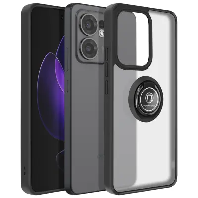 Ohišje za Oppo Reno 13 F / 13 FS Magnetni obroč prozornega hrbta, Črna