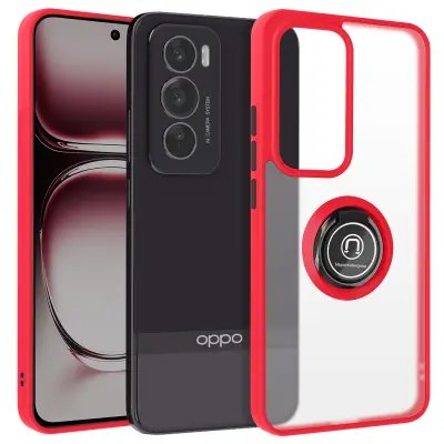 Pokrov za Oppo Reno 12 Pro Kovinski obročni video nosilec, Rdeča