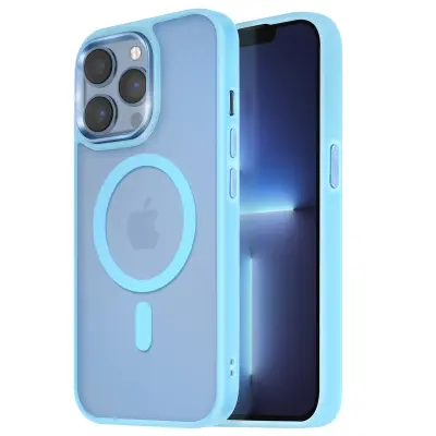 Ohišje MagSafe za iPhone 13 Pro Max Back Mat Frosted Obris, Svetlo modra