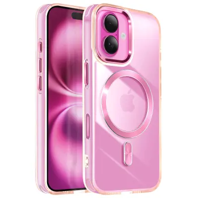 Ohišje MagSafe za iPhone 16 Plus Crystal Color Back, Šampanjec roza