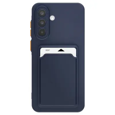 Ohišje za Samsung Galaxy A36 z mehkim držalom za kartice proti praskam, Modra noč