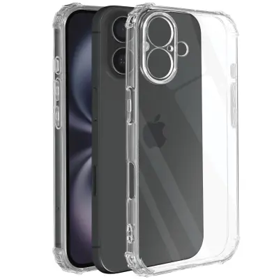 Ohišje za iPhone 16 Plus Odporno na udarce Fleksibilno ojačani vogali, Prozorno