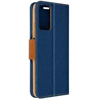 Ovitek za Xiaomi Redmi Note 12S Fabric Wallet Support Video, Modra noč