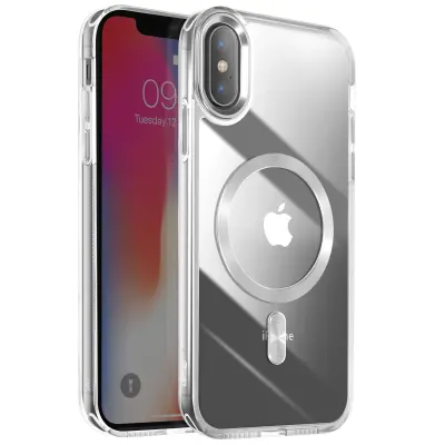 Ohišje MagSafe za iPhone XS in X Nazaj kristalna barva, Srebrna