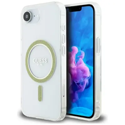 GUESS OVITEK IML KROG Z BLEŠČICAMI ZA IPHONE 16E ZA MAGSAFE PROZOREN
