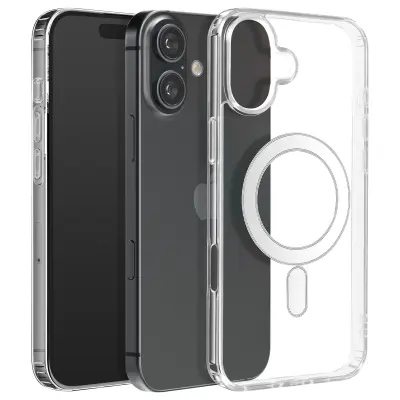 Ohišje MagSafe za iPhone 16 Polikarbonatni obris Silikon, Prozorno