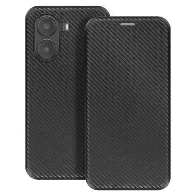 Karbonsko ohišje za Xiaomi Poco X7 Pro Držalo za kartice in videokamero, Črna