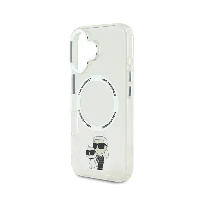 Karl Lagerfeld, Ohišje za iPhone 16 Karl in Choupette Print MagSafe Compatible, Prozorno
