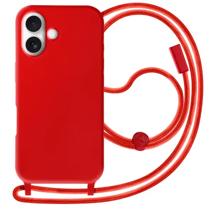 Rdeča silikonska vrvica Soft touch Ohišje za iPhone 16 Plus, Rdeča