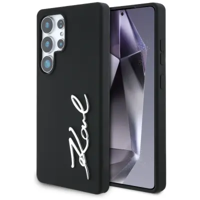 SILIKONSKI OVITEK KARL LAGERFELD ZA SAMSUNG GALAXY S25 ULTRA S KOVINSKIM LOGOTIPOM