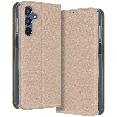 Ohišje za Samsung Galaxy M35 Clapet Nosilec kartice in stojalo, Zlata