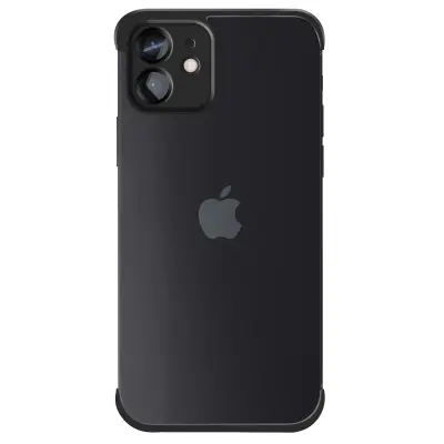 Silikonski ovitek za iPhone 12 z ojačanimi vogali in blokom kamere, Črna