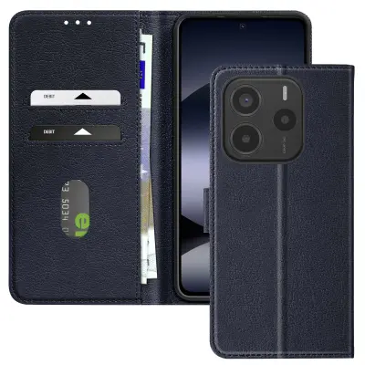 Ohišje za Xiaomi Redmi Note 14 5G Clamshell Wallet and Video Holder, Modra noč