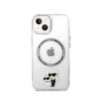 Karl Lagerfeld, Ohišje za iPhone 13 Karl in Choupette Print MagSafe Compatible, Prozorno