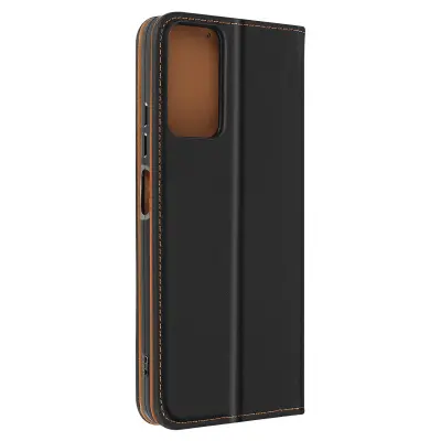 Etui za Xiaomi Redmi Note 12S Držalo za kartico iz pravega usnja, Črna