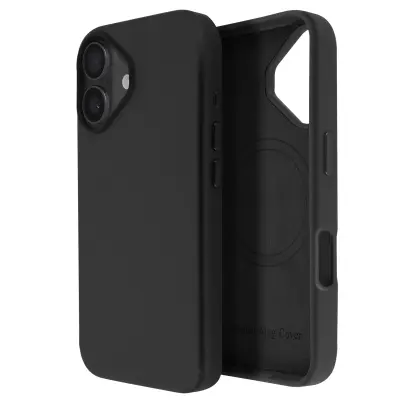 Ohišje MagSafe za iPhone 16 iz visokokakovostnega veganskega usnja, Črna