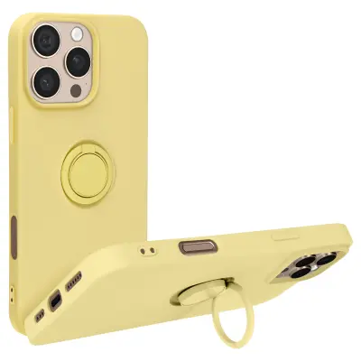 Ohišje za iPhone 16 Pro Bague Support Silikonsko prilagodljivo, Rumena