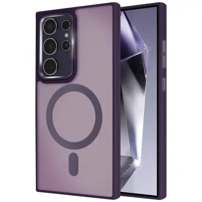 Ohišje MagSafe za Samsung Galaxy S24 Ultra Back Mat Frosted Obris, Vijolična