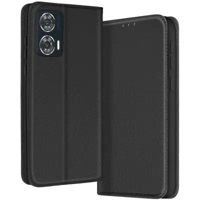 Ohišje za Motorolo Edge 50 Fusion Clamshell z držalom za kartice in stojalom, Črna