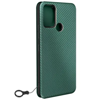 Torbica za Nokia C22 Nosilec kartic z zapestnim trakom Nosilec videoposnetkov, karbonski učinek, Temno zelena