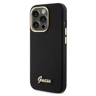 OVITEK GUESS ZA IPHONE 15 PRO MAX TRDO OVITEK SILIKON KOVINSKI LOGO
