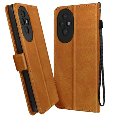 Torbica s preklopom za Honor 200 Denarnica s trakom za roko, Svetlo rjava