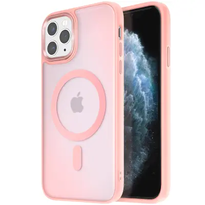 Ohišje MagSafe za iPhone 11 pro Hrbtna podloga Frosted Obris, Roza