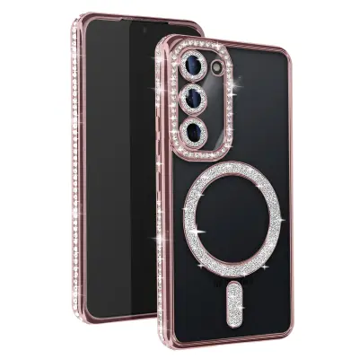 Diamantno ohišje za Samsung Galaxy S23 MagSafe Contour Strass, Šampanjec roza