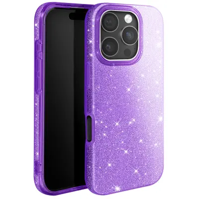 Ohišje z bleščicami za iPhone 16 Pro Odporen na udarce Glitter, Vijolična