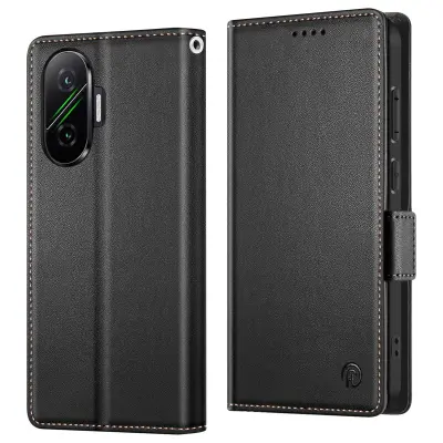 Zadeva za Poco F7 z magnetom, stojalom in prostorom za kartice, Črna