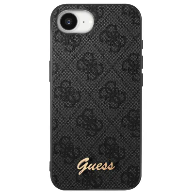 Guess, Ovitek MagSafe za iPhone 16e Vzorec 4G Monogram Logotip v reliefu, Črna
