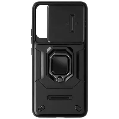 Ohišje s prstanom za Xiaomi 14 Zaščita pred udarci z drsnim pokrovom kamere, Črna