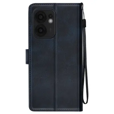 Ohišje za Oppo Reno 13 F in 13 FS Oprijemni trak za zapestje Podpora za denarnico, Modra noč