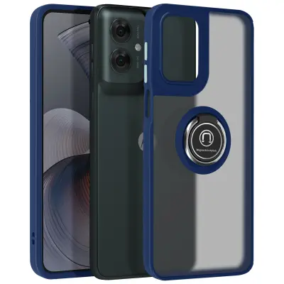 Ohišje za Motorolo Moto G55 Metal Ring Video Support, Modra noč
