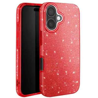 Ohišje z bleščicami za iPhone 16 Odporen na udarce Glitter, Rdeča